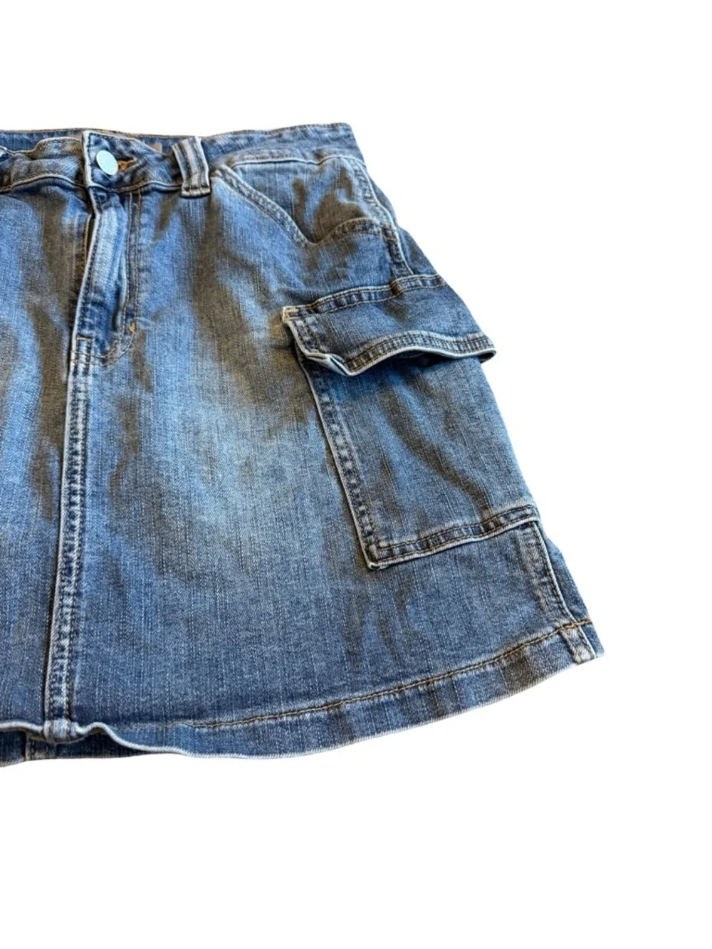 Just USA Denim Cargo Skirt Mini Length Cotton Blend Comfort Casual Size Medium
